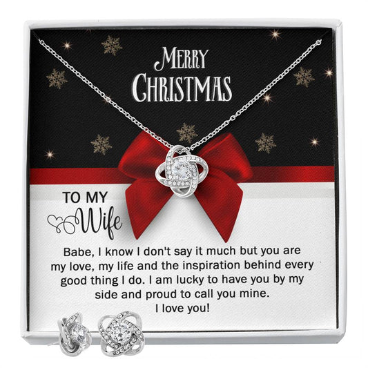 Knot Necklace Earring Set - Christmas Gift for Wife-[Heartfelt Family Gift]