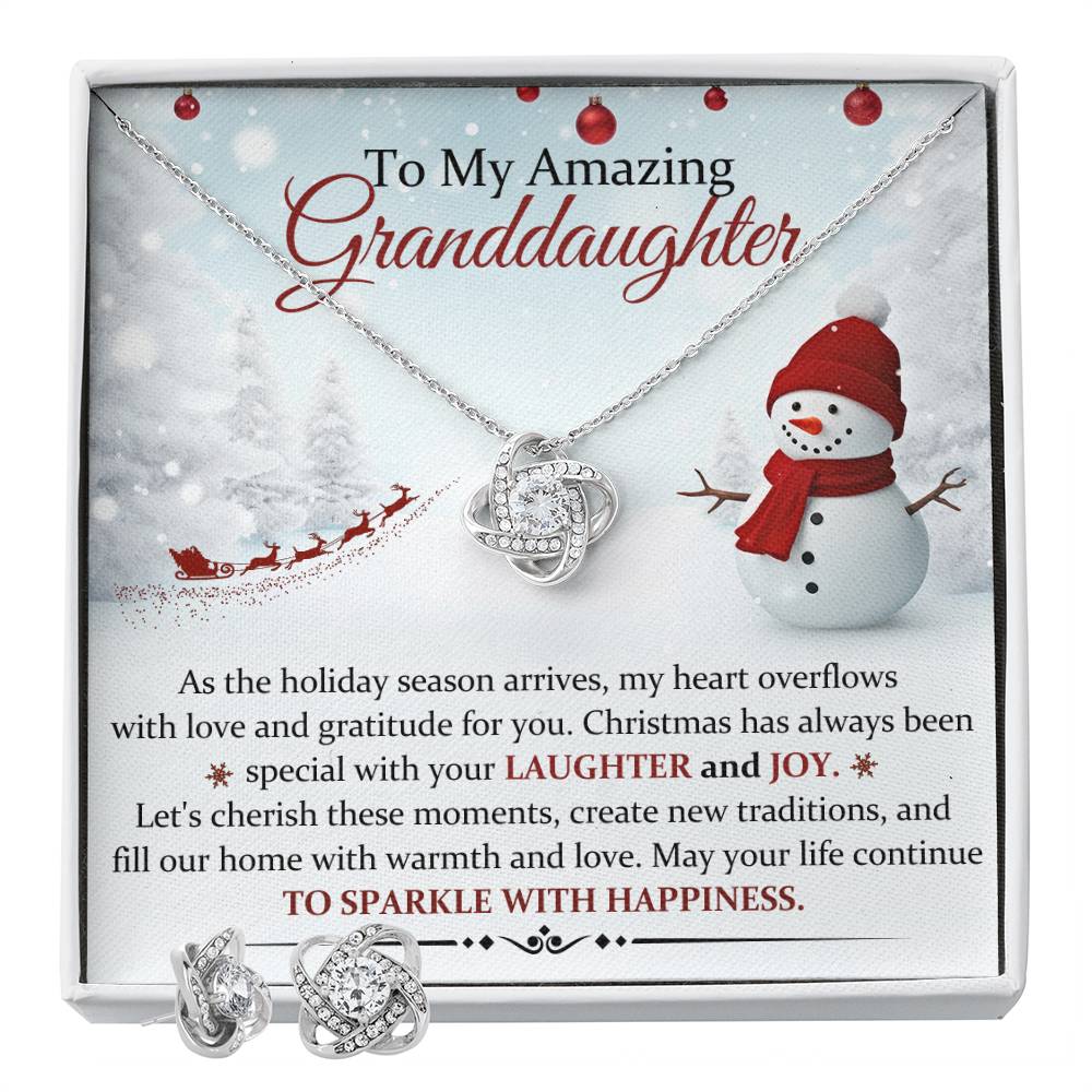 Granddaughter Necklace and Earring Christmas Gift Set-[Heartfelt Family Gift]