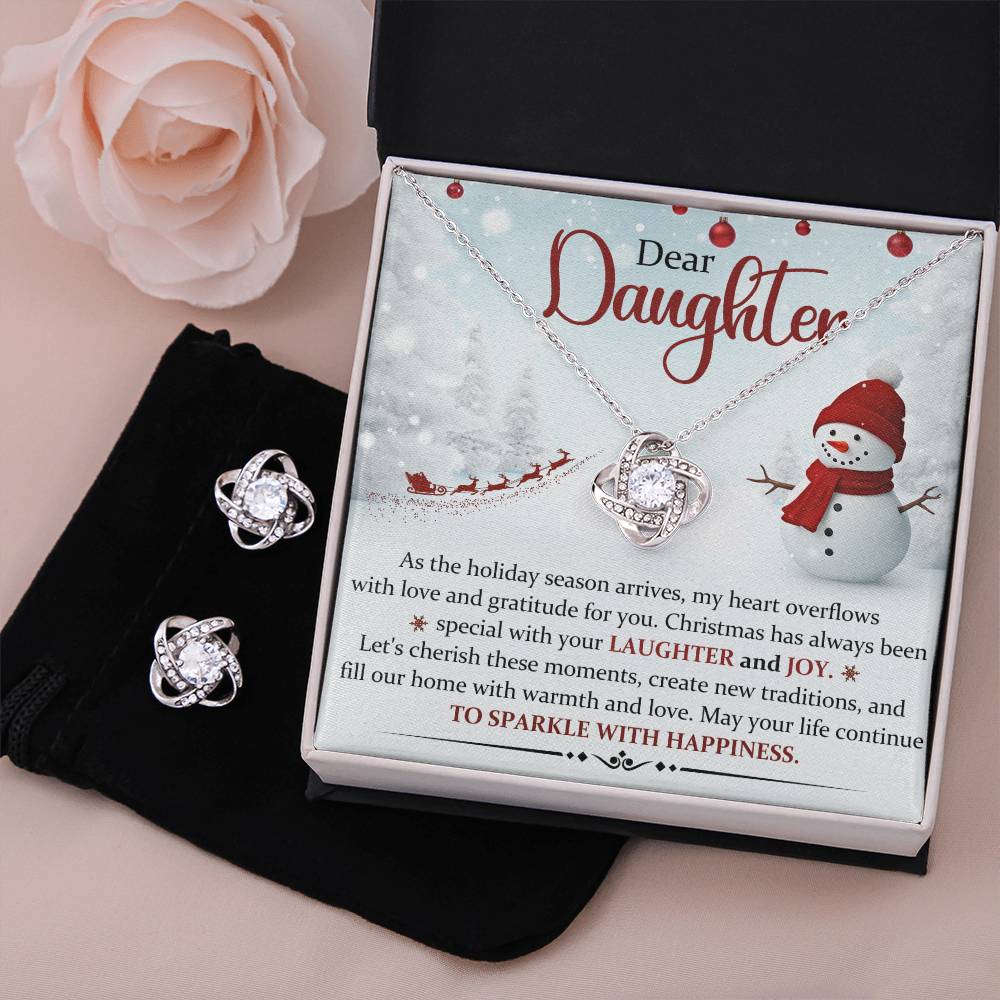 Daughter Necklace and Earring Christmas Gift Set-[Heartfelt Family Gift]