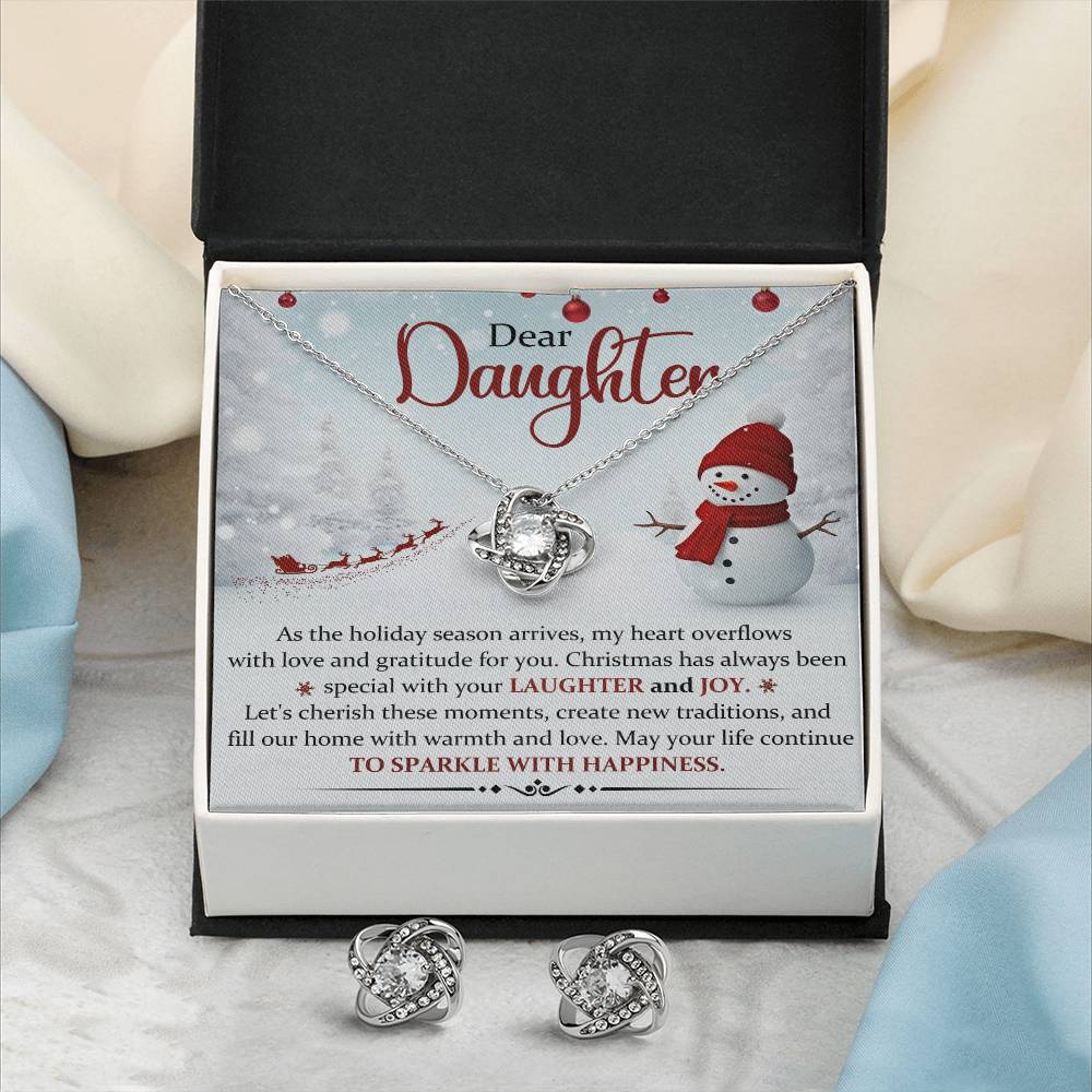 Daughter Necklace and Earring Christmas Gift Set-[Heartfelt Family Gift]