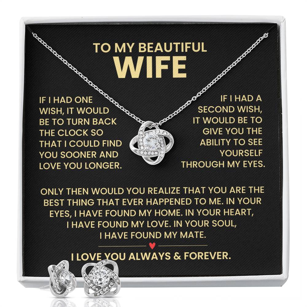 To My Wife Love Knot Necklace & Earring Gift Set