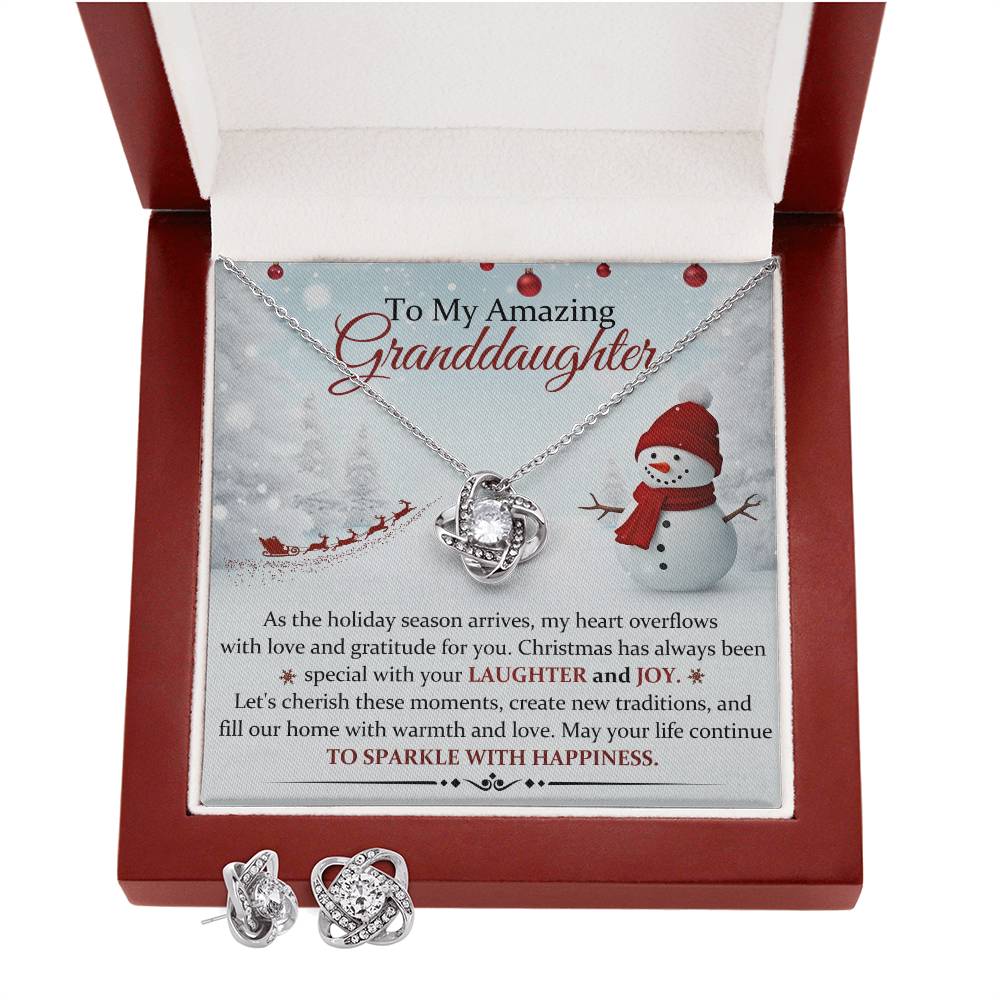 Granddaughter Necklace and Earring Christmas Gift Set-[Heartfelt Family Gift]