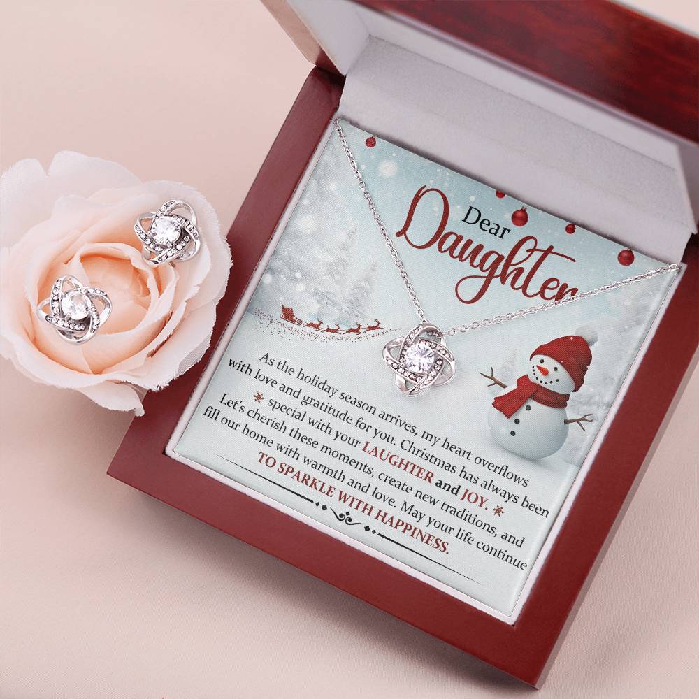 Daughter Necklace and Earring Christmas Gift Set-[Heartfelt Family Gift]