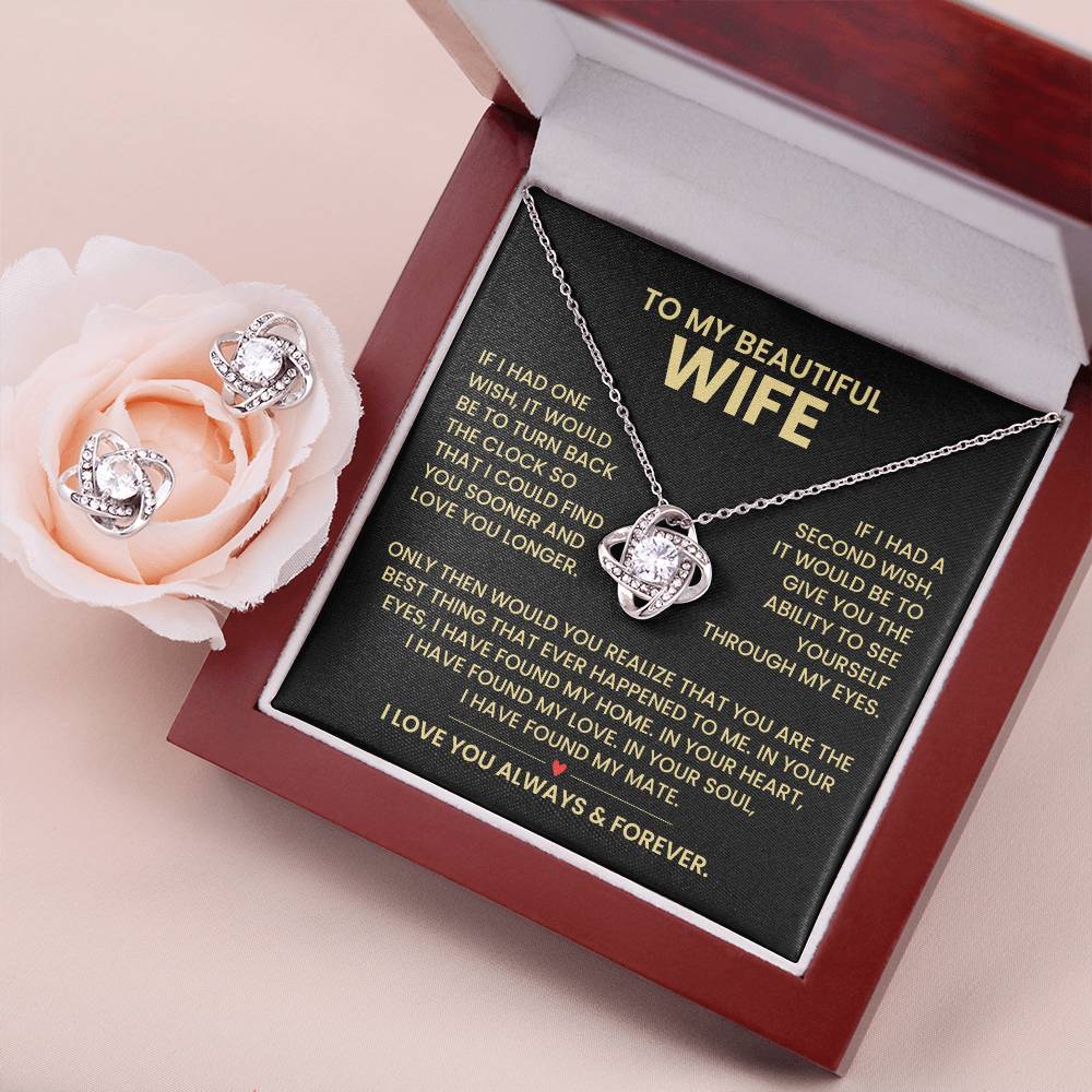 To My Wife Love Knot Necklace & Earring Gift Set
