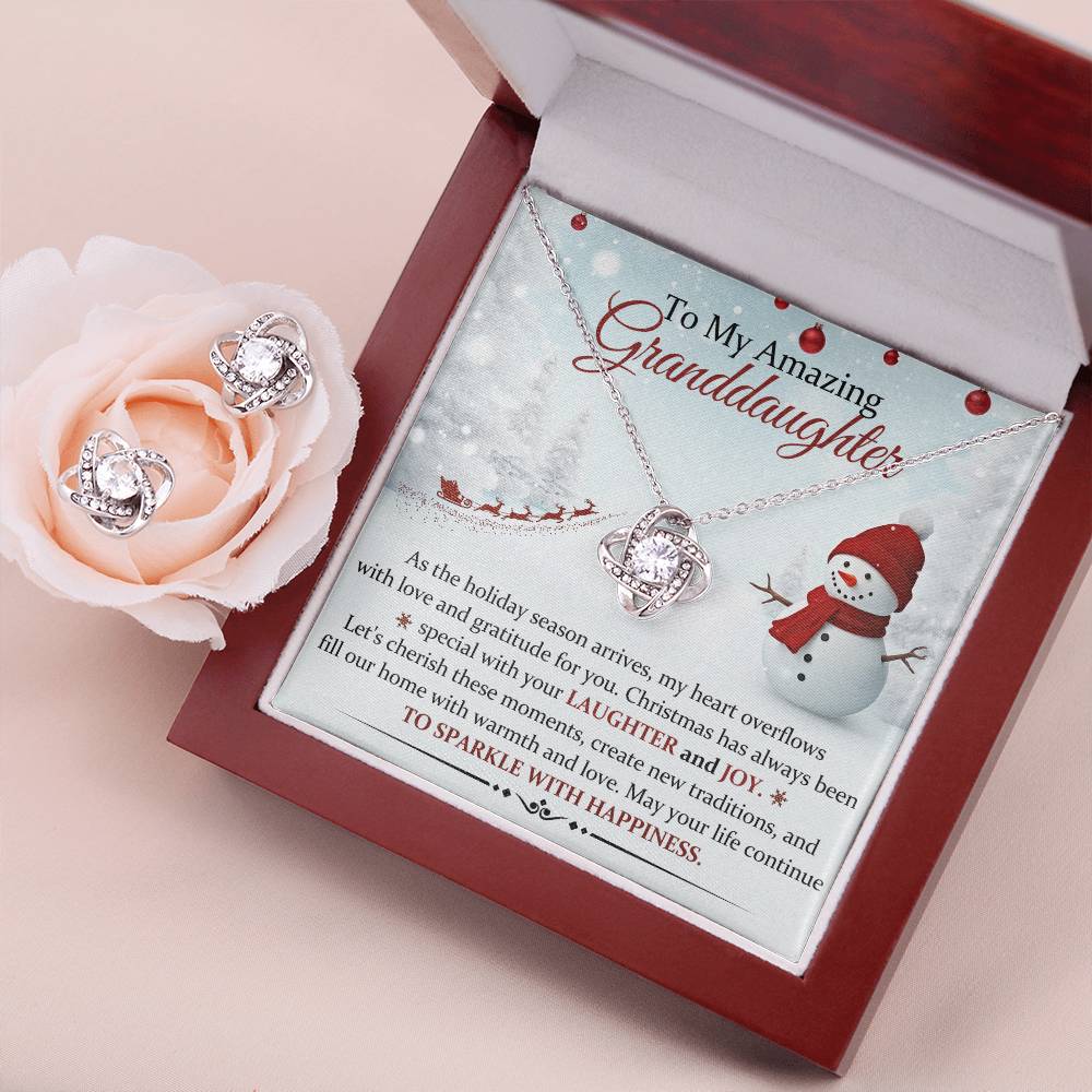 Granddaughter Necklace and Earring Christmas Gift Set-[Heartfelt Family Gift]