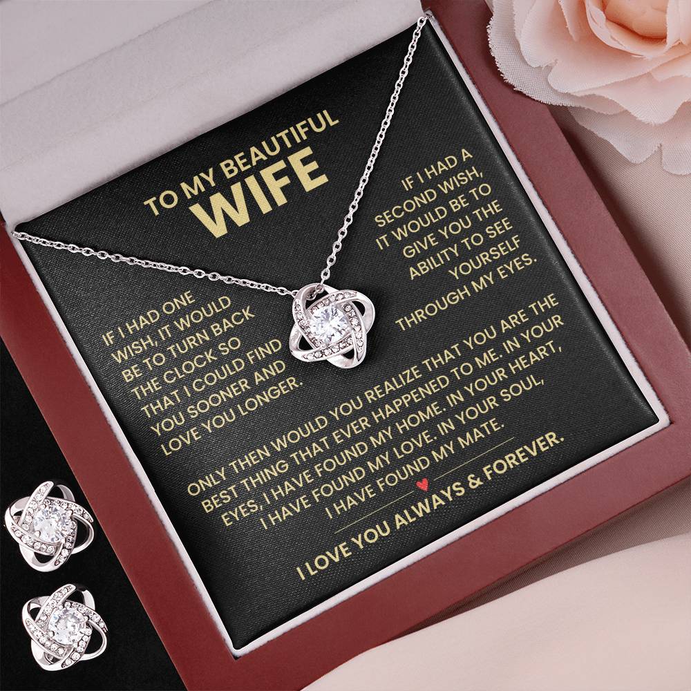 To My Wife Love Knot Necklace & Earring Gift Set