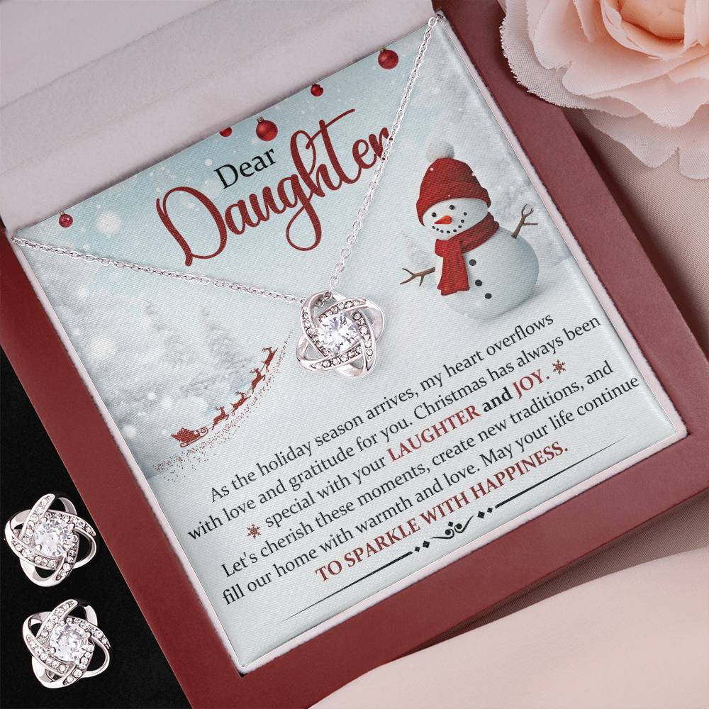 Daughter Necklace and Earring Christmas Gift Set-[Heartfelt Family Gift]