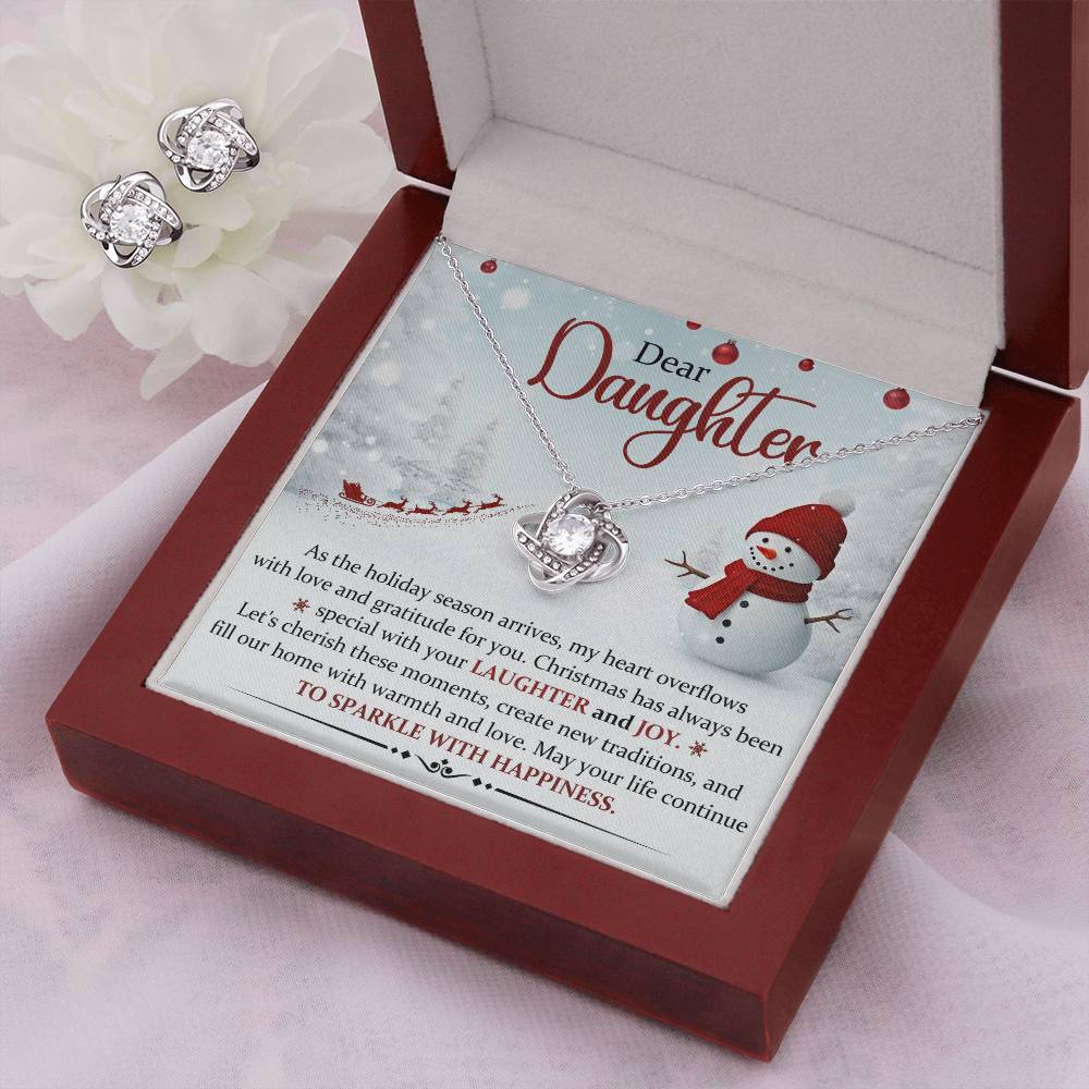 Daughter Necklace and Earring Christmas Gift Set-[Heartfelt Family Gift]