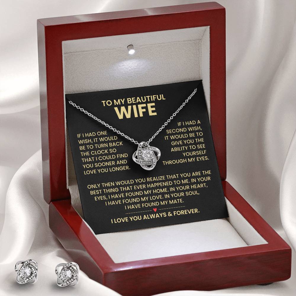 To My Wife Love Knot Necklace & Earring Gift Set
