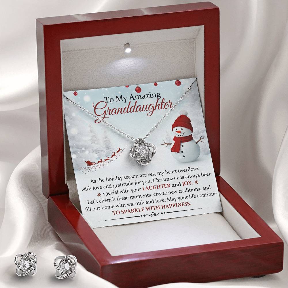 Granddaughter Necklace and Earring Christmas Gift Set-[Heartfelt Family Gift]