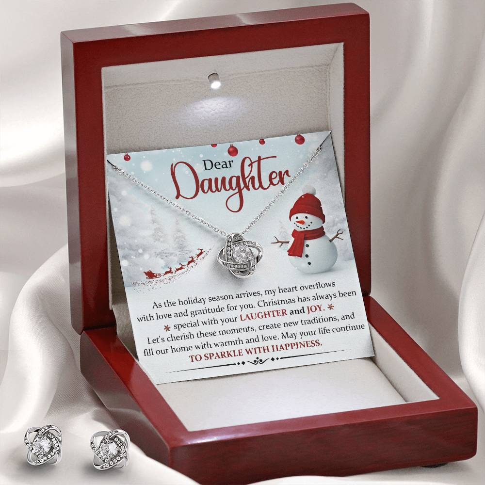 Daughter Necklace and Earring Christmas Gift Set-[Heartfelt Family Gift]