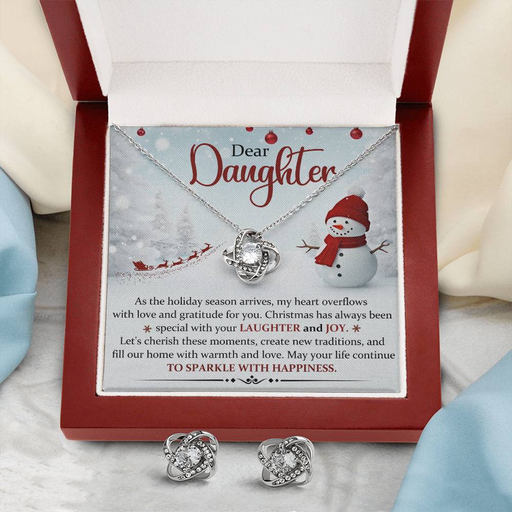 Daughter Necklace and Earring Christmas Gift Set-[Heartfelt Family Gift]