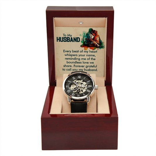 Husband Every Beat of My Heart Openwork Watch-[Heartfelt Family Gift]
