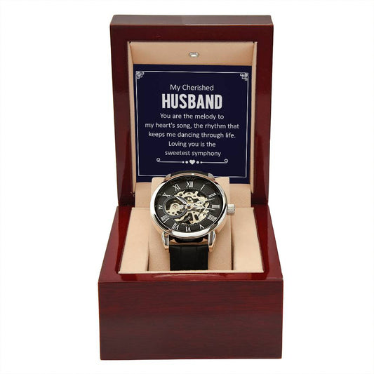 Cherished Husband Openwork Watch-[Heartfelt Family Gift]