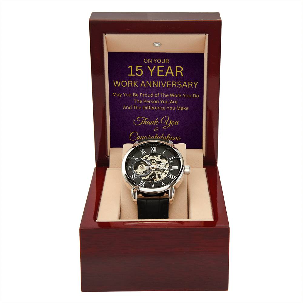 15th Work Anniversary Gift Mechanical Watch-[Heartfelt Family Gift]