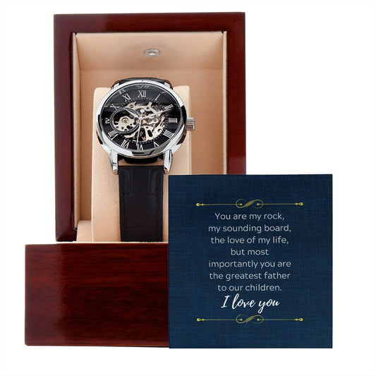Love You Men's Mechanical Watch with LED Gift Box-[Heartfelt Family Gift]