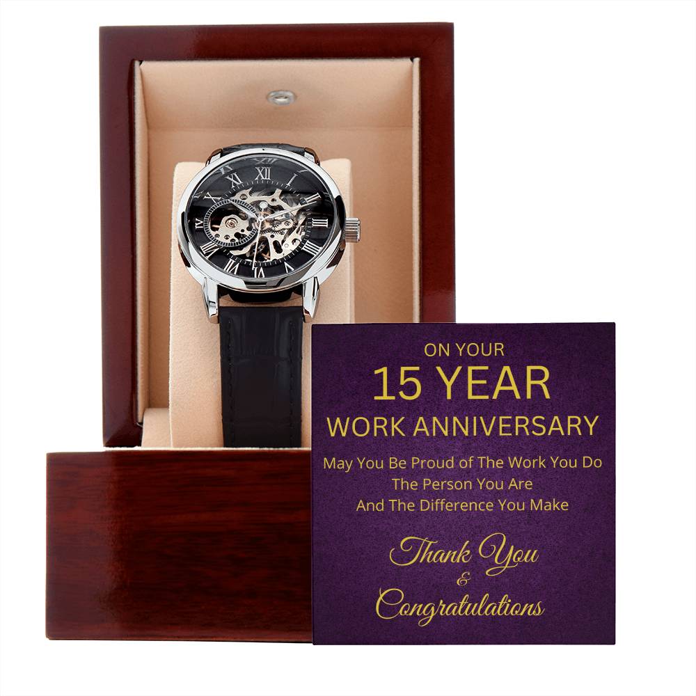 15th Work Anniversary Gift Mechanical Watch-[Heartfelt Family Gift]