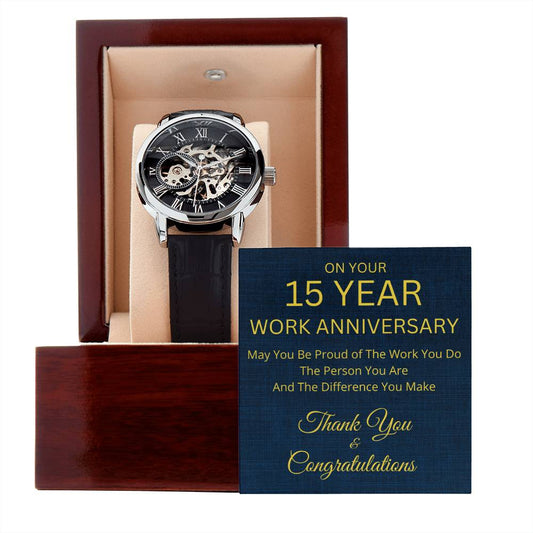 15 Year Work Anniversary Gift  Mechanical Watch-[Heartfelt Family Gift]