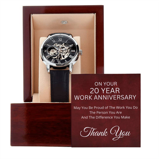 20 Year Work Anniversary Gift Men's  Watch-[Heartfelt Family Gift]