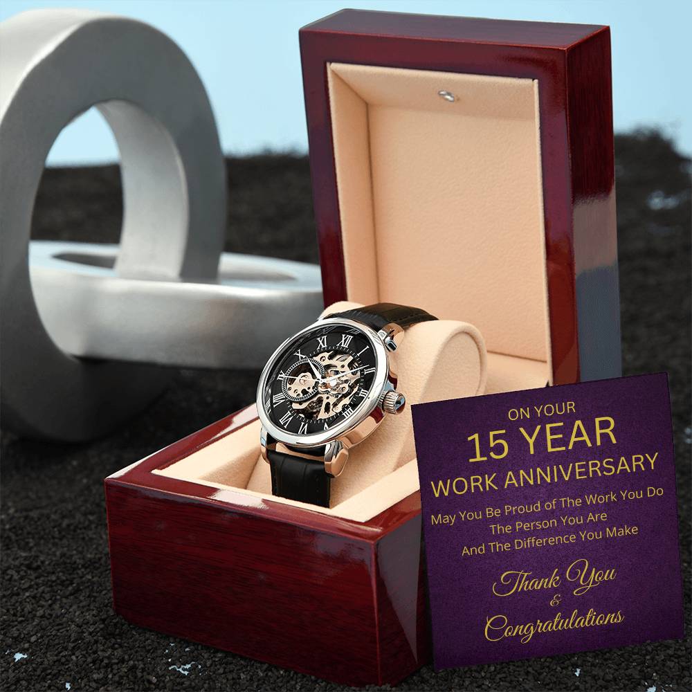 15th Work Anniversary Gift Mechanical Watch-[Heartfelt Family Gift]