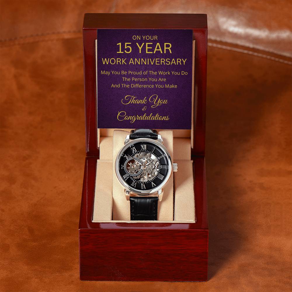 15th Work Anniversary Gift Mechanical Watch-[Heartfelt Family Gift]