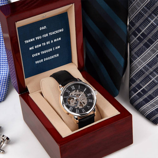 Funny Dad from Daughter Men's Mechanical Watch with LED Gift Box-[Heartfelt Family Gift]