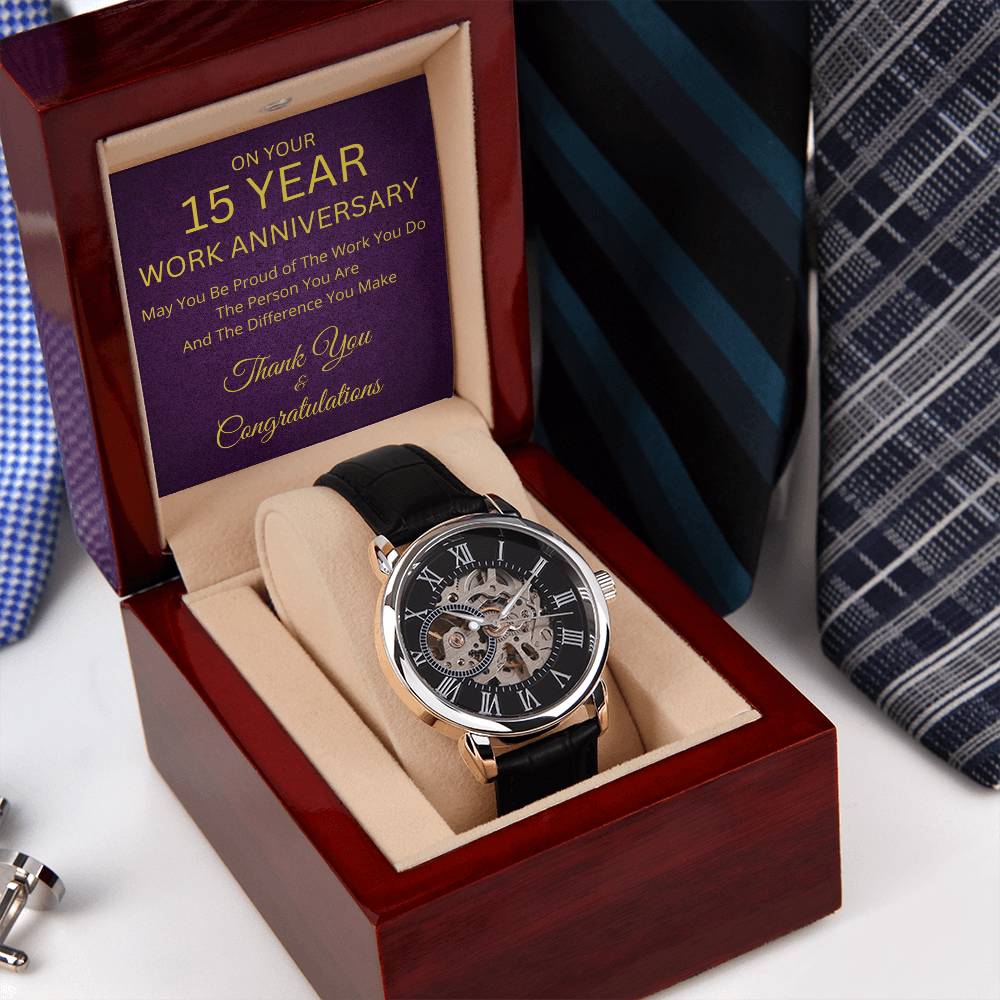 15th Work Anniversary Gift Mechanical Watch-[Heartfelt Family Gift]