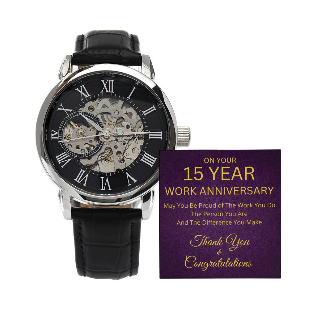 15th Work Anniversary Gift Mechanical Watch-[Heartfelt Family Gift]