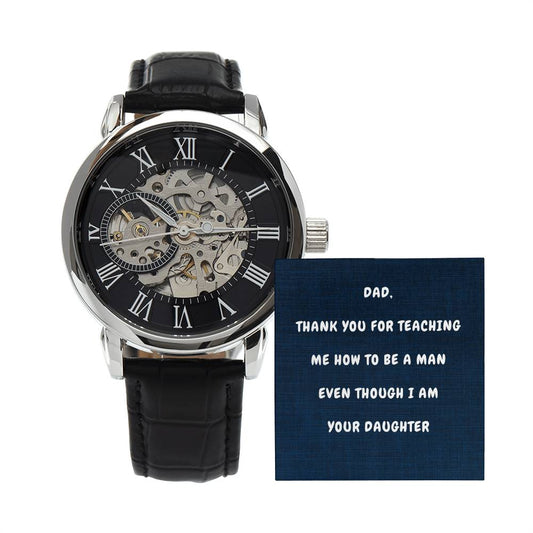 Funny Dad from Daughter Men's Mechanical Watch with LED Gift Box-[Heartfelt Family Gift]