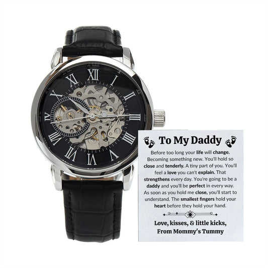 To My Daddy Men's Openwork Watch with Lighted Gift Box-[Heartfelt Family Gift]