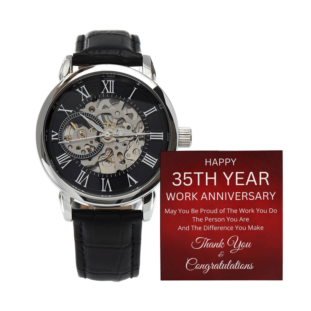 35th Year Work Anniversary Men's Mechanical Watch with LED Gift Box-[Heartfelt Family Gift]