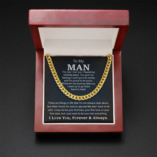 Cuban Link Chain Necklace for Husband  or Soulmate