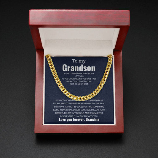 Grandson Cuban Link Chain Necklace from Grandma
