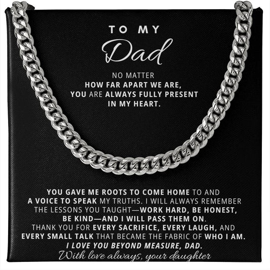 Dad Cuban Link Chain Necklace Gift from Daughter