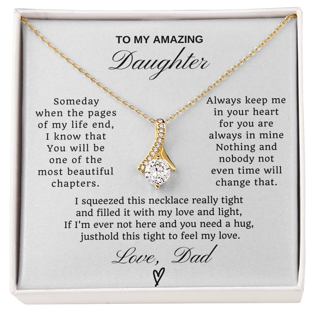 To My Daughter Petite Ribbon Necklace