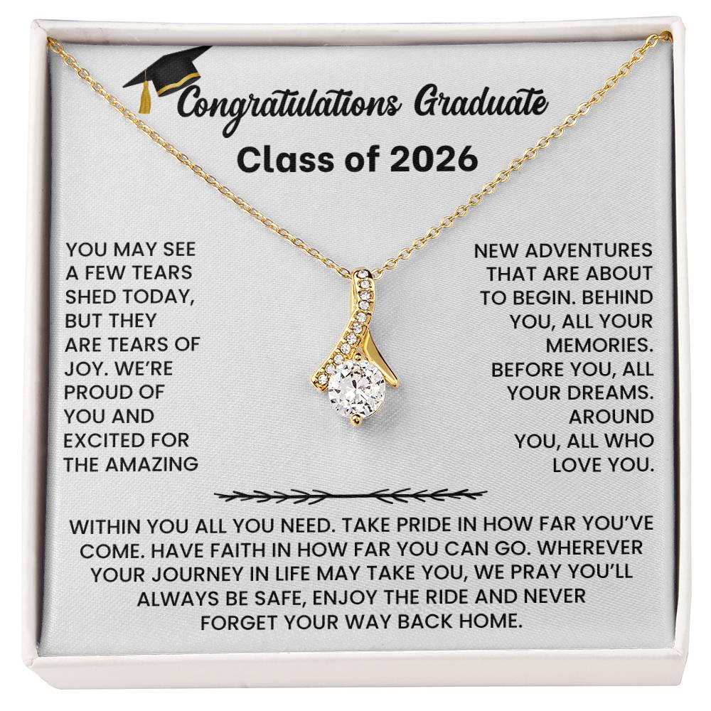 Class of 2026 Graduation Necklace  Gift Petite Ribbon