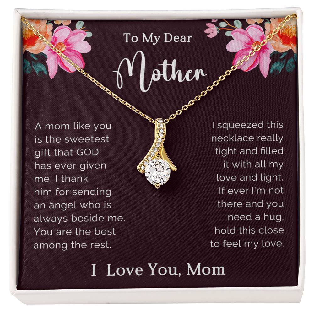 To My Mother Petite Ribbon Necklace Gift