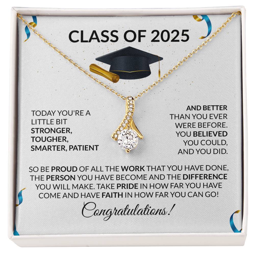 Class of 2025 Petite Ribbon Necklace Gift-[Heartfelt Family Gift]