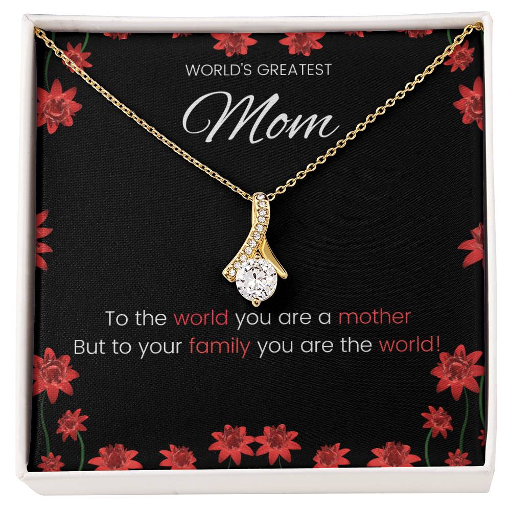 Worlds Greatest Mom Beauty Necklace Alluring  Timeless Pendant for Moms-[Heartfelt Family Gift]