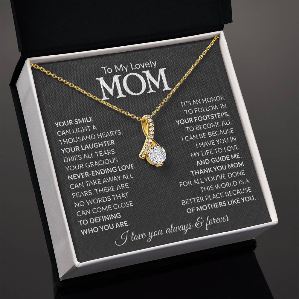 Mom Petite Ribbon Necklace Gift