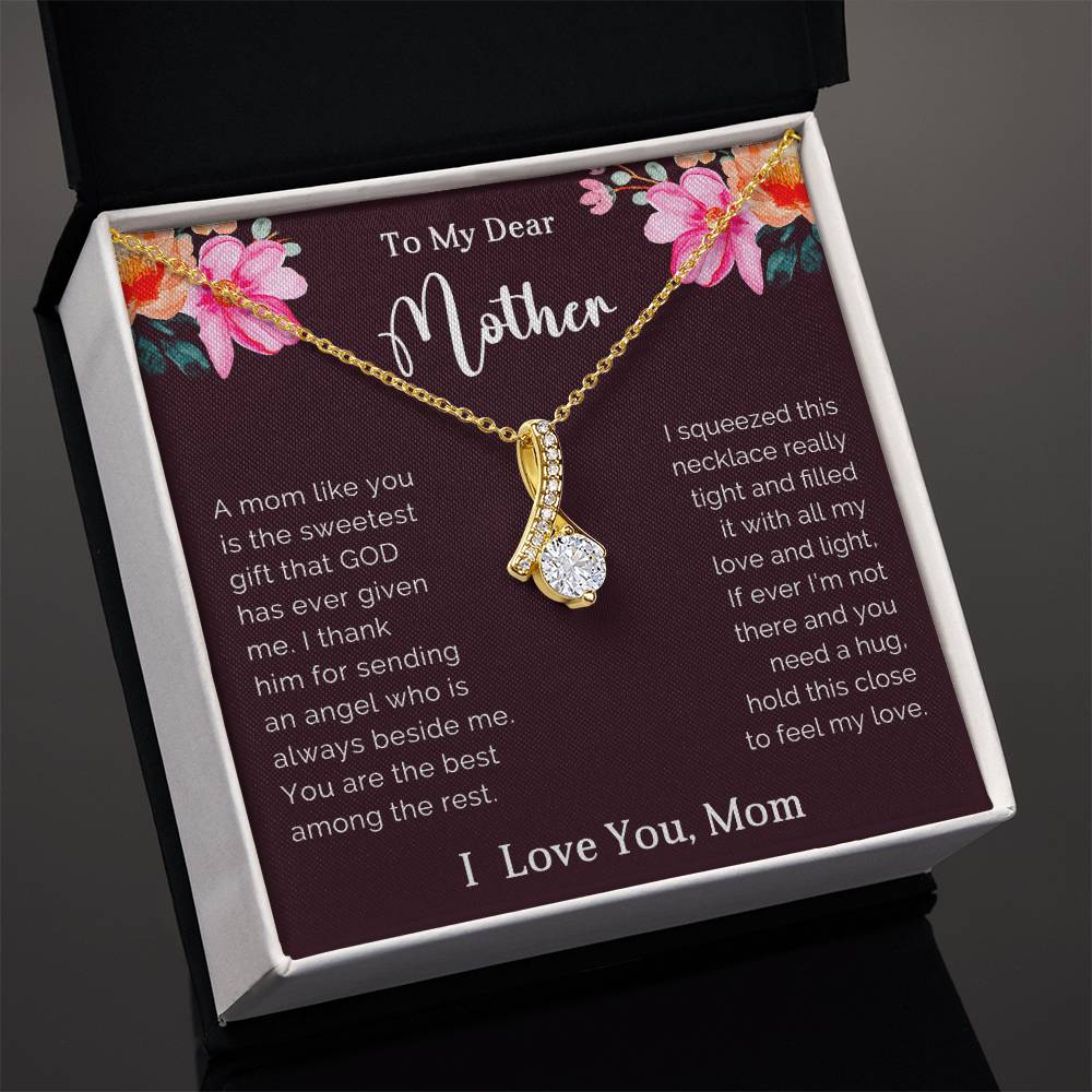 To My Mother Petite Ribbon Necklace Gift
