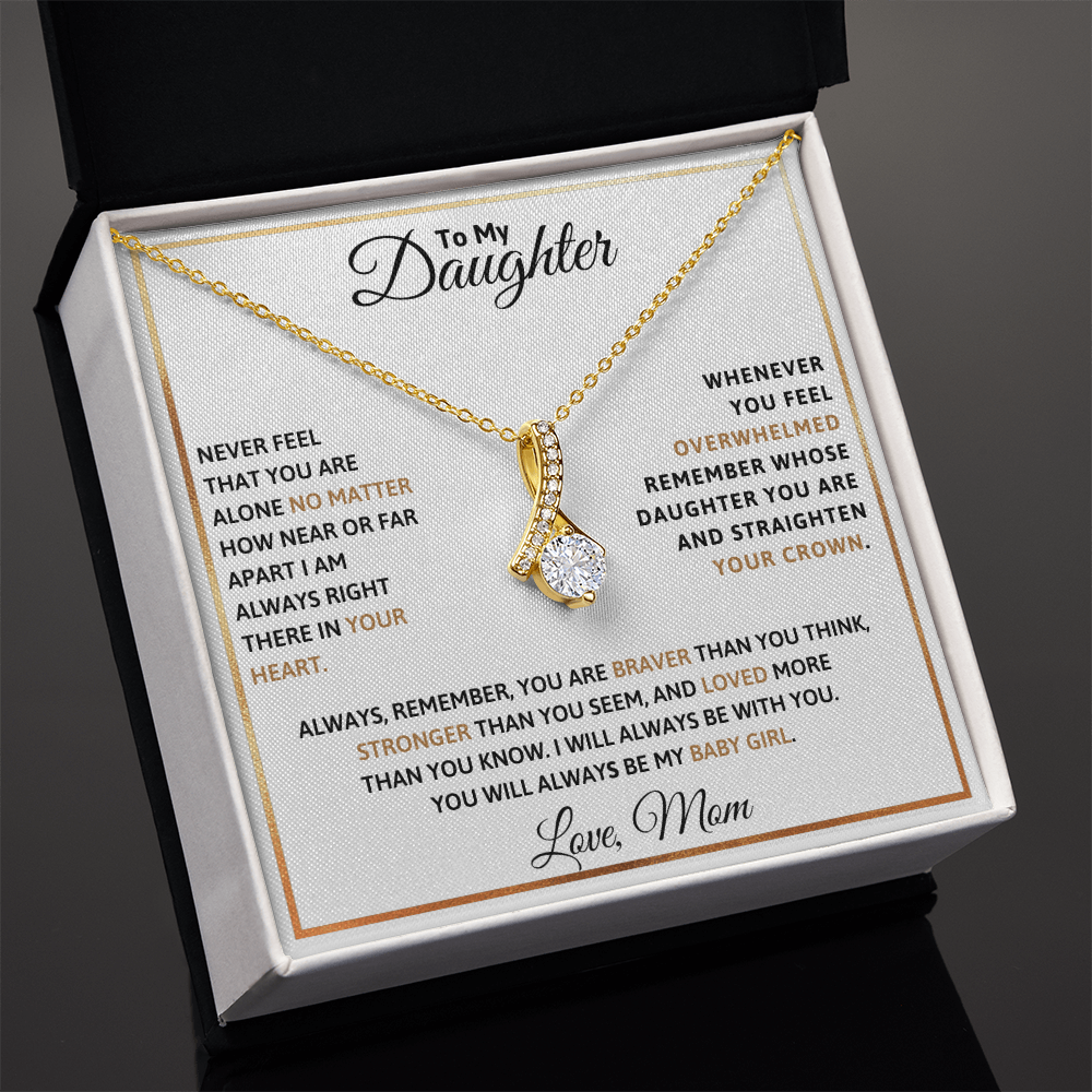 To My Daughter Petite Ribbon Necklace