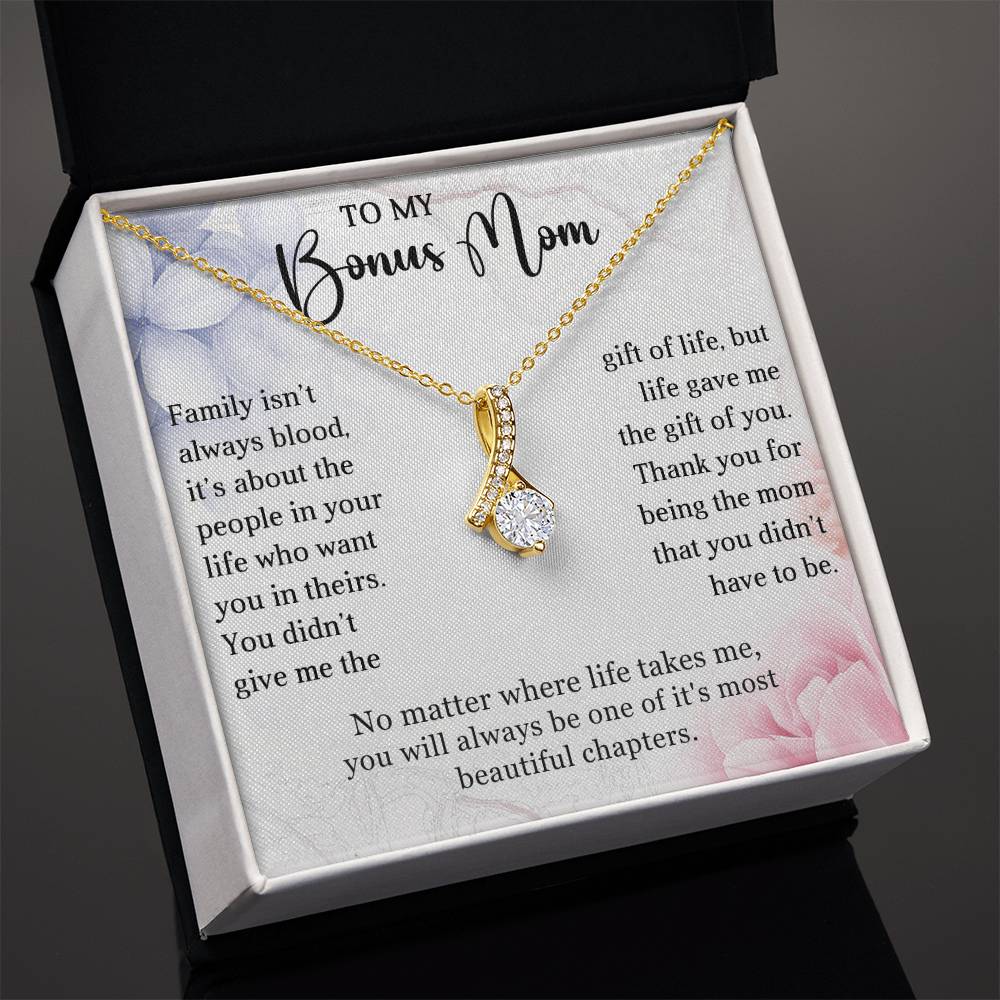 Bonus Mom Petite Ribbon Necklace