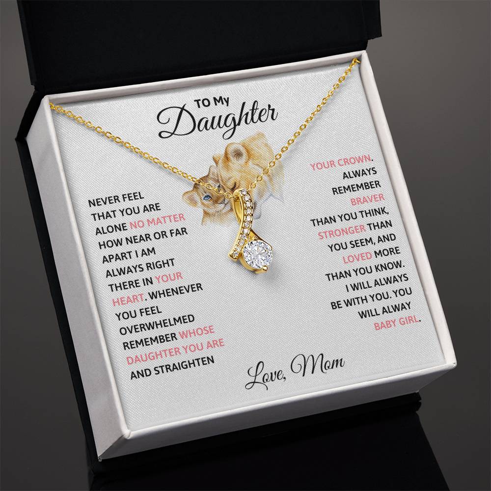 To My Daughter Petite Ribbon Necklace