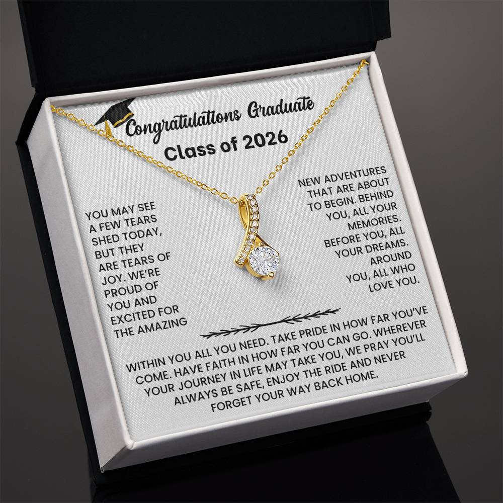 Class of 2026 Graduation Necklace  Gift Petite Ribbon