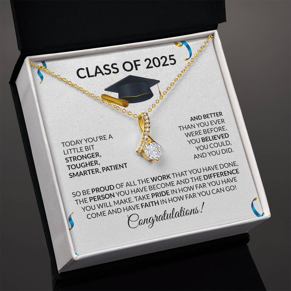 Class of 2025 Petite Ribbon Necklace Gift-[Heartfelt Family Gift]