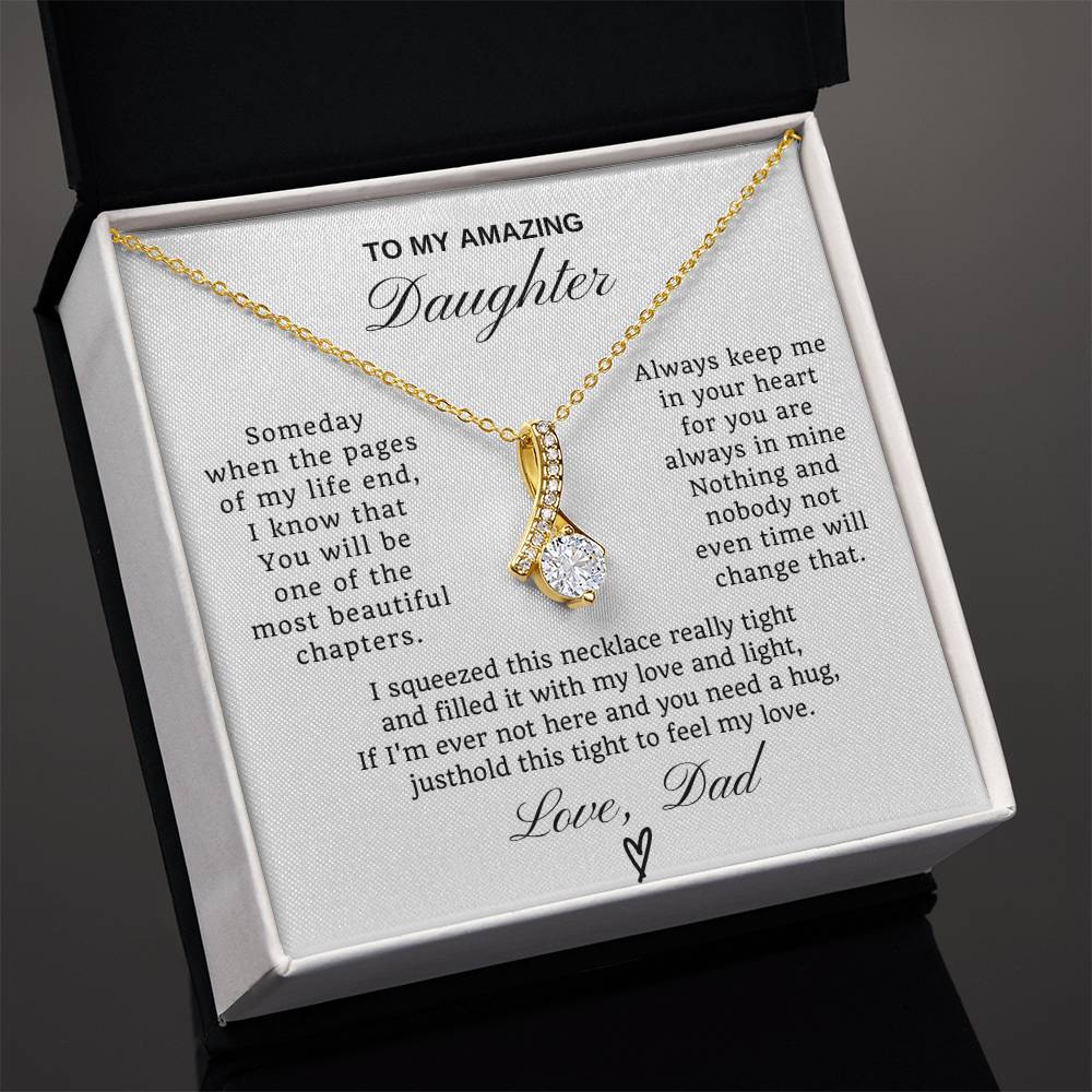 To My Daughter Petite Ribbon Necklace