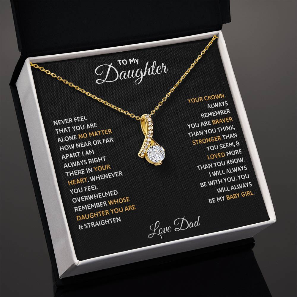 To My Daughter Petite Ribbon Necklace