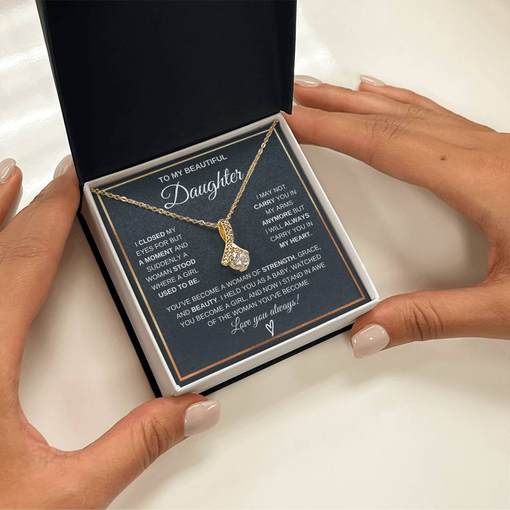 To My Daughter Petite Ribbon Necklace Gift