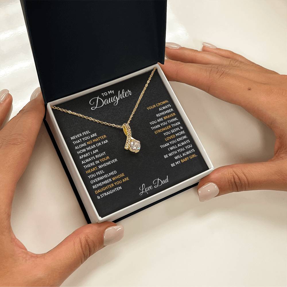 To My Daughter Petite Ribbon Necklace